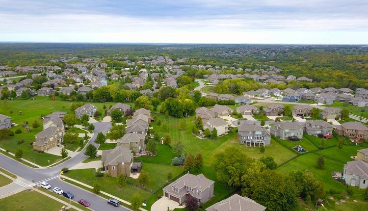 Aerial view of rooftops